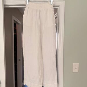 White wide leg lounge pants